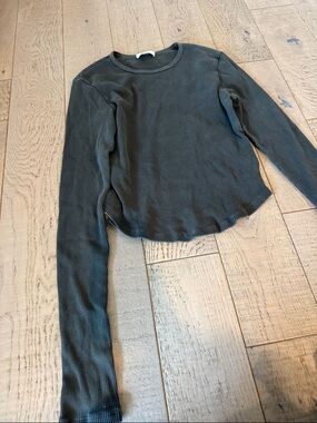 Agolde Ribbed Long Sleeve Cropped Top